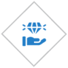 Hand holding up a diamond icon